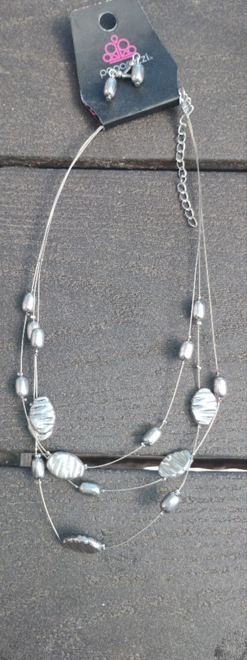 paparazzi Silver Multi-Strand Beaded Necklace